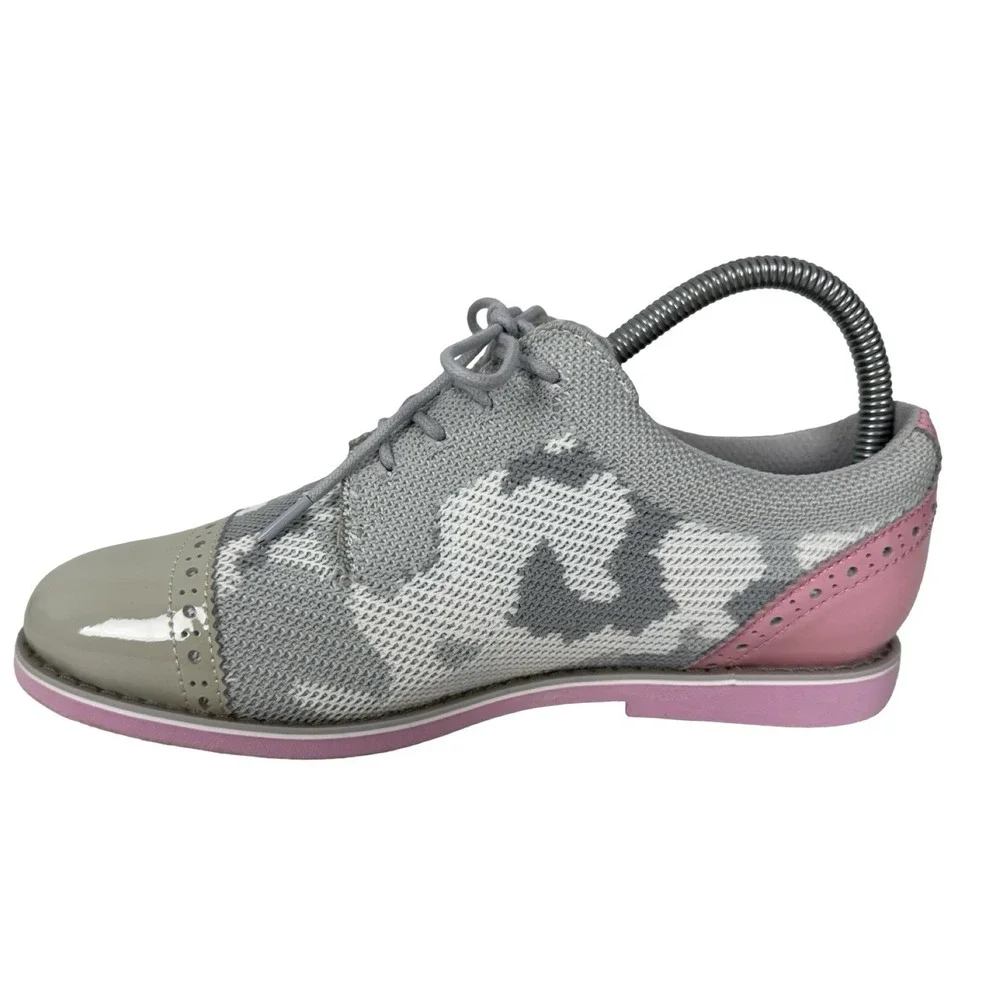 G/FORE Ghost Cap Toe Gallivanter Golf Shoes Gray Pink Oxford Camo Womens US 7.5